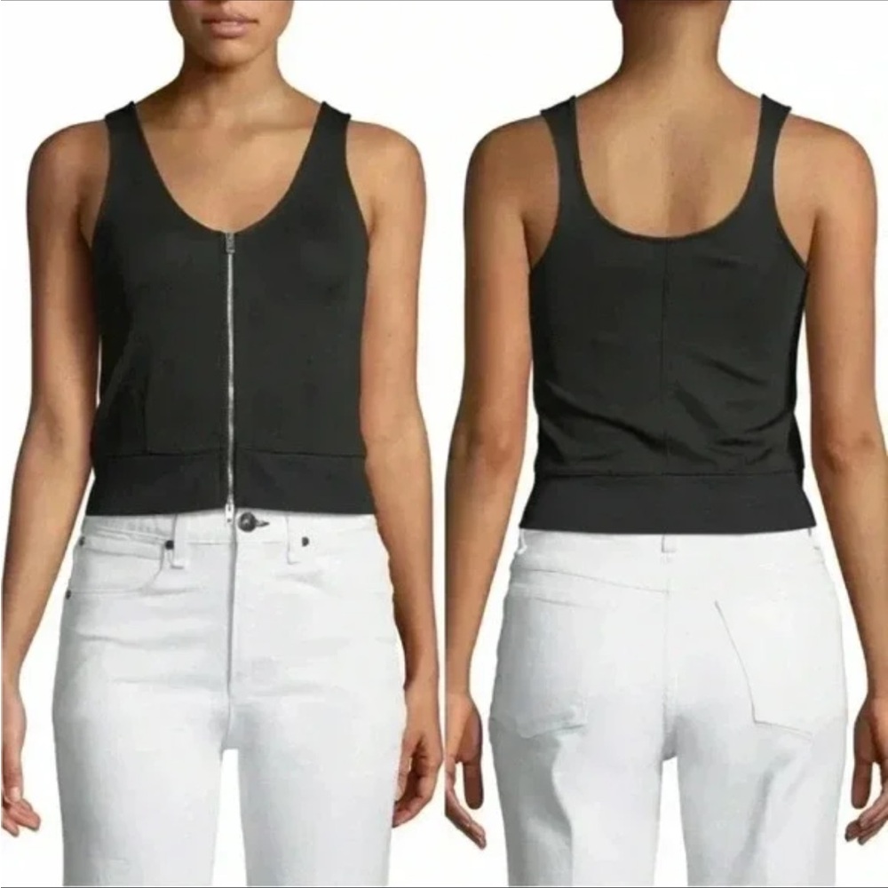rag & bone Black Sleeveless Fitted Crop Tank Top